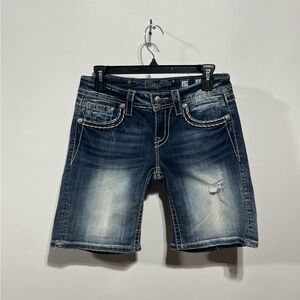 Miss Me‎ Signature Mid-Shorts Blue Denim Size 27 Inseam 6.5”